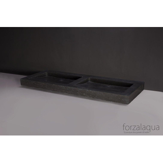 Forzalaqua Palermo Doppio wastafel 140.5x51.5x9cm Rechthoek 0 kraangaten 2 wasbakken Natuursteen Hardsteen gezoet